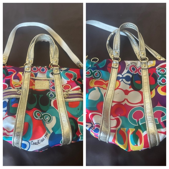 Coach Vintage Poppy Pop C Spotlight Tote Shoulder Bag Gold Multi C0973-13830 - Picture 1 of 13